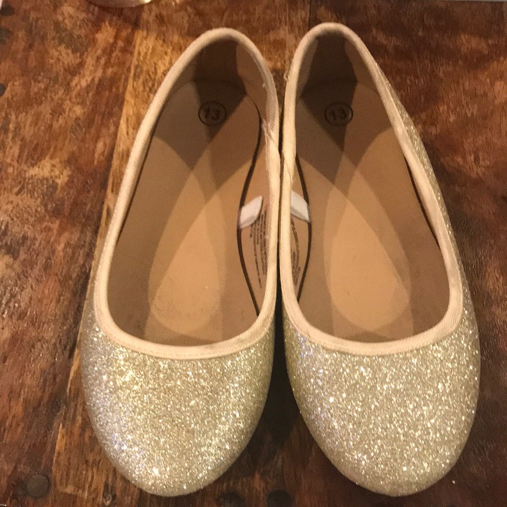 Gold sparkle ballet flats